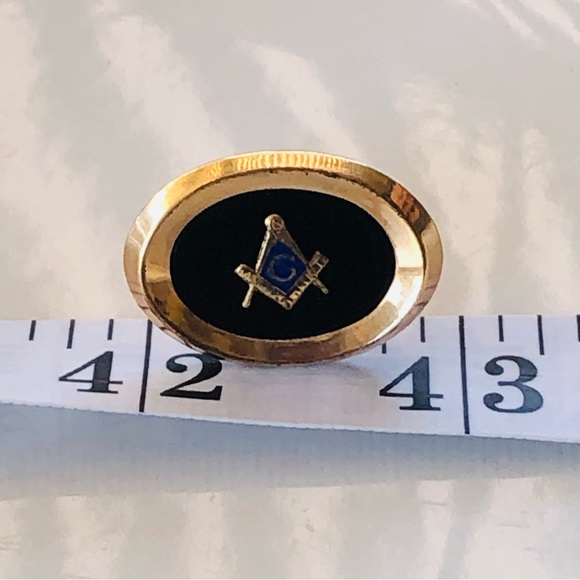 Vintage G Masonic Masons Logo Enamel oval Onyx Cufflinks Gold Filled - Picture 5 of 8